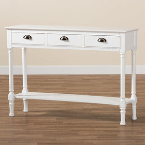 Baxton Studio Baxton Studio Garvey Console Table - Elegant White Wood, 3-Drawer Storage for Entryway & Living Room JY20A373-Antique White-Console