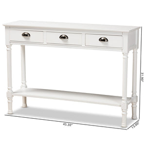 Baxton Studio Baxton Studio Garvey Console Table - Elegant White Wood, 3-Drawer Storage for Entryway & Living Room JY20A373-Antique White-Console