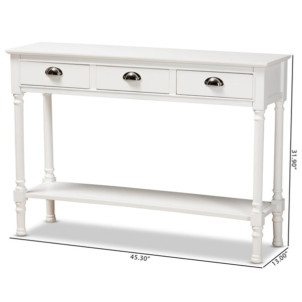 Baxton Studio Baxton Studio Garvey Console Table - Elegant White Wood, 3-Drawer Storage for Entryway & Living Room JY20A373-Antique White-Console