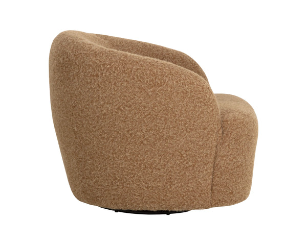 Sunpan Fuwari Swivel Lounge Chair Plush Barrel Silhouette for Living Room Reading Nooks Camel 113304