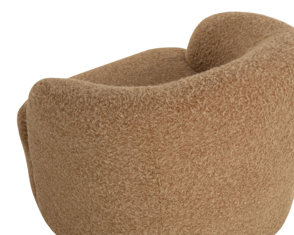 Sunpan Fuwari Swivel Lounge Chair Plush Barrel Silhouette for Living Room Reading Nooks Camel 113304