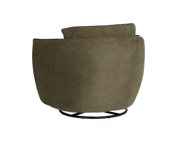 Sunpan Lomond Swivel Glider Lounge Chair Curved Upholstered Seat for Modern Living Rooms 113305