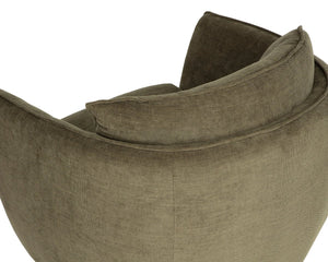 Sunpan Lomond Swivel Glider Lounge Chair Curved Upholstered Seat for Modern Living Rooms 113305