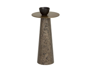 Sunpan Aditi Hand-Antiqued Iron and Travertine Stone End Table for Modern Living Spaces High 113356