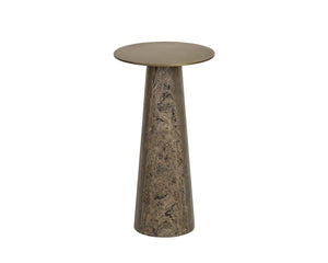 Sunpan Aditi Hand-Antiqued Iron and Travertine Stone End Table for Modern Living Spaces High 113356