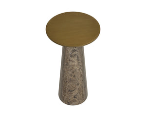 Sunpan Aditi Hand-Antiqued Iron and Travertine Stone End Table for Modern Living Spaces High 113356