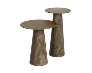 Sunpan Aditi Hand-Antiqued Iron and Travertine Stone End Table for Modern Living Spaces High 113356