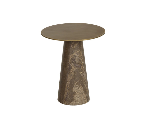 Sunpan Aditi Hand-Antiqued Iron and Travertine Stone End Table for Modern Living Spaces Low 113357
