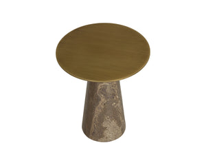 Sunpan Aditi Hand-Antiqued Iron and Travertine Stone End Table for Modern Living Spaces Low 113357