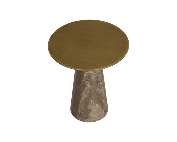 Sunpan Aditi Hand-Antiqued Iron and Travertine Stone End Table for Modern Living Spaces Low 113357