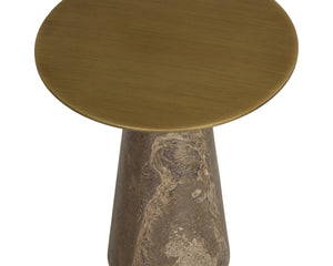 Sunpan Aditi Hand-Antiqued Iron and Travertine Stone End Table for Modern Living Spaces Low 113357