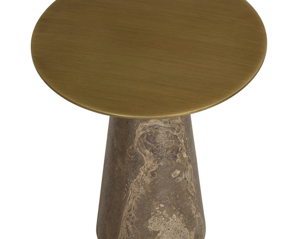 Sunpan Aditi Hand-Antiqued Iron and Travertine Stone End Table for Modern Living Spaces Low 113357