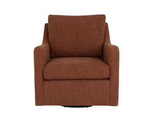 Sunpan Brianna Swivel Lounge Chair Structured Sloped Arms Deep Seat Earthy Upholstered 113361