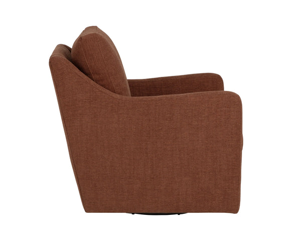 Sunpan Brianna Swivel Lounge Chair Structured Sloped Arms Deep Seat Earthy Upholstered 113361