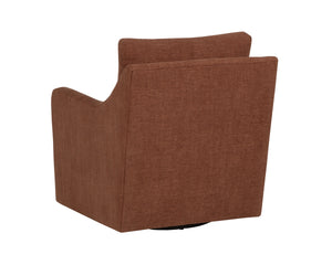 Sunpan Brianna Swivel Lounge Chair Structured Sloped Arms Deep Seat Earthy Upholstered 113361