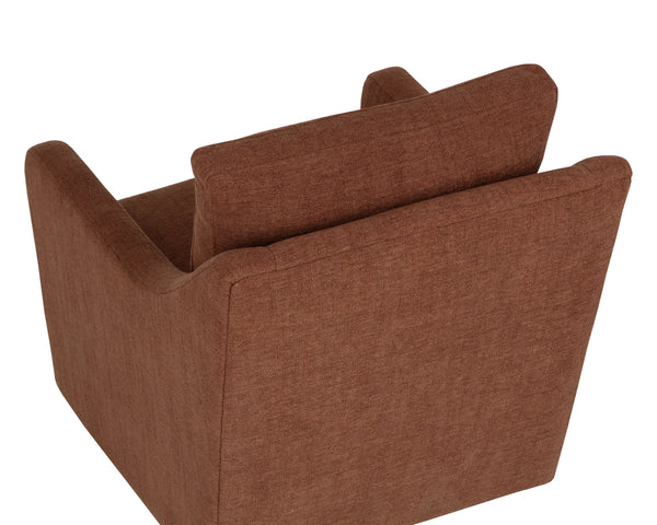 Sunpan Brianna Swivel Lounge Chair Structured Sloped Arms Deep Seat Earthy Upholstered 113361