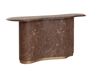 Sunpan Isola Curved Console Table Faux Marble Top Brushed Metal Trim Modern Entryway Accent 113373