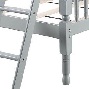 English Elm Grey Twin Over Twin Bunk Bed - Space-Saving Design, Sturdy Pine Construction & Safe Access Features B062S00492