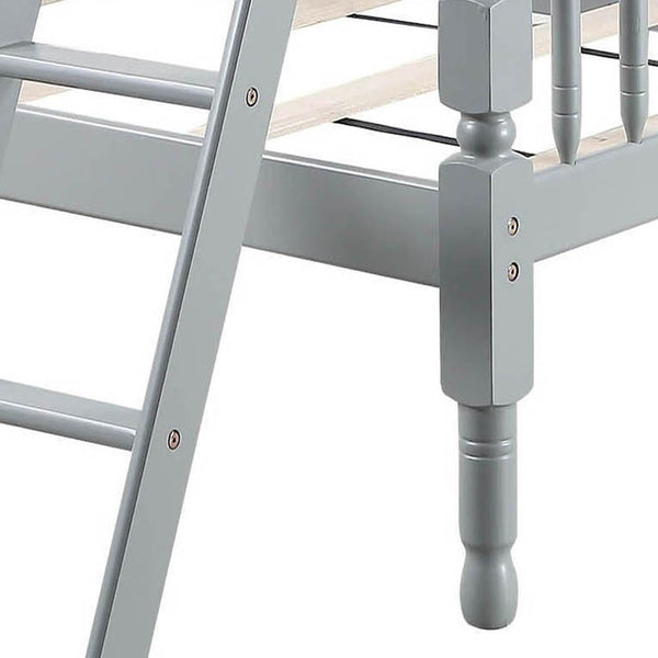 English Elm Grey Twin Over Twin Bunk Bed - Space-Saving Design, Sturdy Pine Construction & Safe Access Features B062S00492