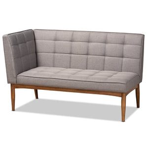 Baxton Studio Baxton Studio Sanford Mid-Century Modern Grey Upholstered Dining Nook Banquette Set for Small Spaces BBT8051.11-Grey/Walnut-2PC SF Bench