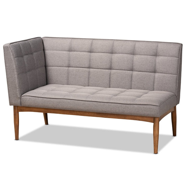 Baxton Studio Baxton Studio Sanford Mid-Century Modern Grey Upholstered Dining Nook Banquette Set for Small Spaces BBT8051.11-Grey/Walnut-2PC SF Bench