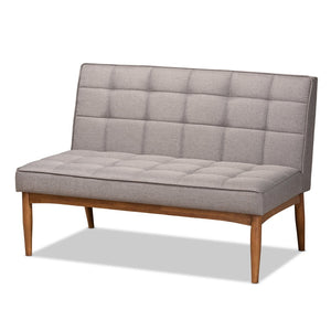 Baxton Studio Baxton Studio Sanford Mid-Century Modern 3-Piece Grey Upholstered Dining Nook Set for Small Spaces BBT8051.11-Grey/Walnut-3PC Dining Nook Set