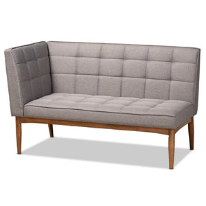 Baxton Studio Baxton Studio Sanford Mid-Century Modern 3-Piece Grey Upholstered Dining Nook Set for Small Spaces BBT8051.11-Grey/Walnut-3PC Dining Nook Set