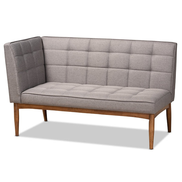 Baxton Studio Baxton Studio Sanford Mid-Century Modern 3-Piece Grey Upholstered Dining Nook Set for Small Spaces BBT8051.11-Grey/Walnut-3PC Dining Nook Set