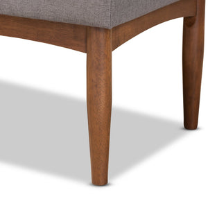 Baxton Studio Baxton Studio Sanford Mid-Century Modern 3-Piece Grey Upholstered Dining Nook Set for Small Spaces BBT8051.11-Grey/Walnut-3PC Dining Nook Set