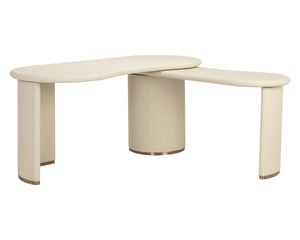 Sunpan Mariposa Executive Desk with Rotating Work Surface Faux Leather and Brushed Gold Trim 113411