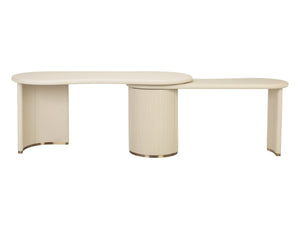 Sunpan Mariposa Executive Desk with Rotating Work Surface Faux Leather and Brushed Gold Trim 113411