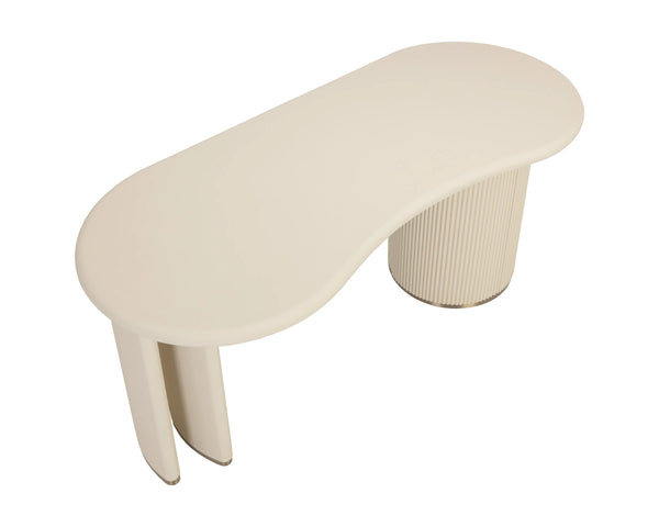 Sunpan Mariposa Executive Desk with Rotating Work Surface Faux Leather and Brushed Gold Trim 113411