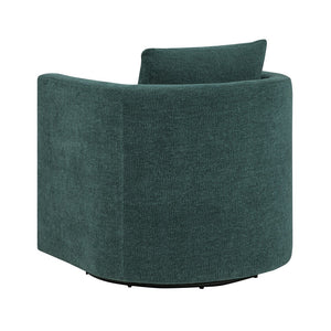 English Elm Sutton Peacock Performance Fabric Swivel Barrel Chair — Stain-Resistant, Pocket Coil Seat, Reversible Cushions B050P322586