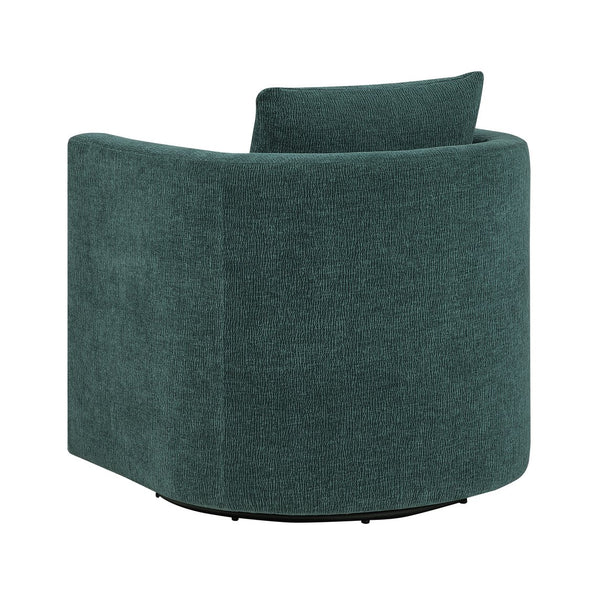 English Elm Sutton Peacock Performance Fabric Swivel Barrel Chair — Stain-Resistant, Pocket Coil Seat, Reversible Cushions B050P322586