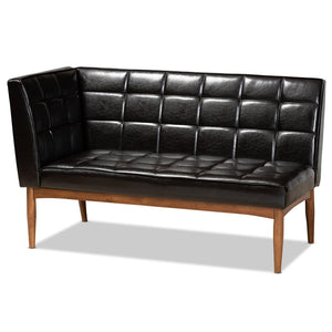 Baxton Studio Baxton Studio Mid-Century Modern 5-Piece Dining Nook Set with Dark Brown Upholstered Seating Sanford 5-Piece BBT8051.11-Dark Brown/Walnut-5PC Dining Nook Set