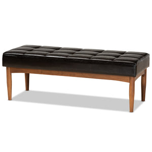 Baxton Studio Baxton Studio Mid-Century Modern 5-Piece Dining Nook Set with Dark Brown Upholstered Seating Sanford 5-Piece BBT8051.11-Dark Brown/Walnut-5PC Dining Nook Set