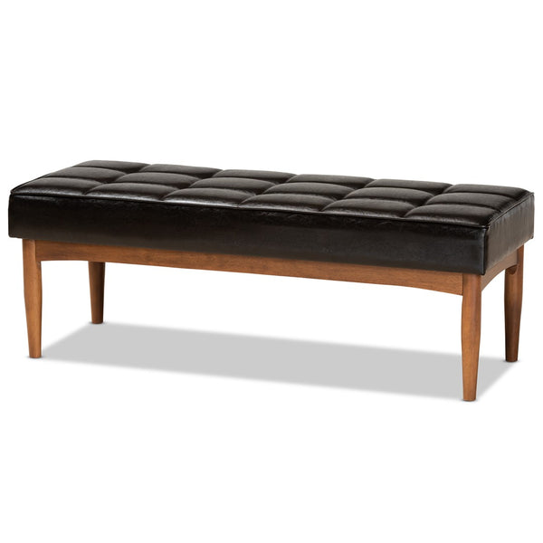 Baxton Studio Baxton Studio Mid-Century Modern 5-Piece Dining Nook Set with Dark Brown Upholstered Seating Sanford 5-Piece BBT8051.11-Dark Brown/Walnut-5PC Dining Nook Set