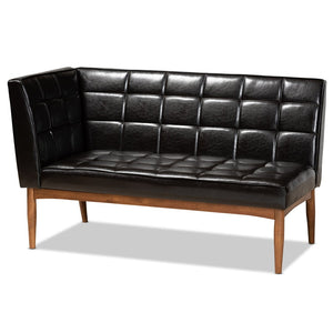 Baxton Studio Baxton Studio Mid-Century Modern 5-Piece Dining Nook Set with Dark Brown Upholstered Seating Sanford 4-Piece BBT8051.11-Dark Brown/Walnut-4PC Dining Nook Set