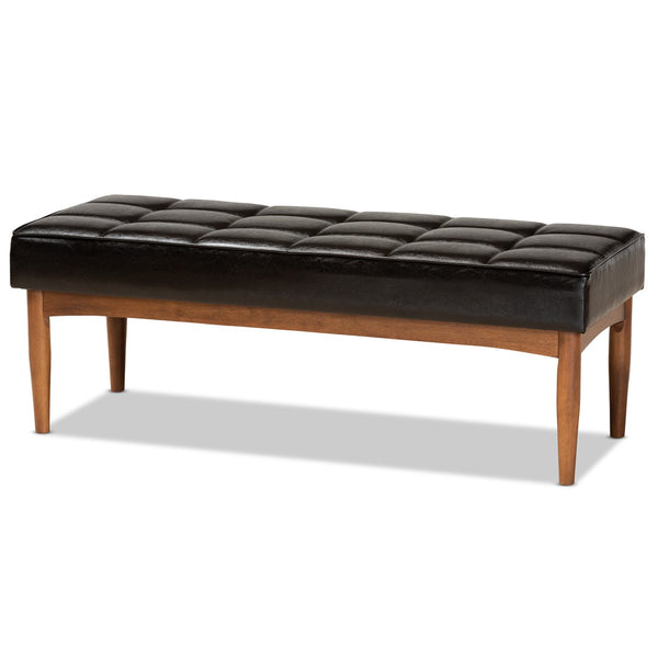 Baxton Studio Baxton Studio Mid-Century Modern 5-Piece Dining Nook Set with Dark Brown Upholstered Seating Sanford 4-Piece BBT8051.11-Dark Brown/Walnut-4PC Dining Nook Set