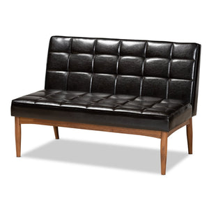 Baxton Studio Baxton Studio Sanford Mid-Century Modern Banquette Set - Stylish Dark Brown Faux Leather & Walnut Finish BBT8051.11-Dark Brown/Walnut-2PC SF Bench