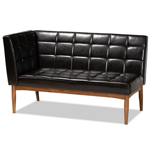 Baxton Studio Baxton Studio Mid-Century Modern 5-Piece Dining Nook Set with Dark Brown Upholstered Seating Sanford 3-Piece BBT8051.11-Dark Brown/Walnut-3PC Dining Nook Set