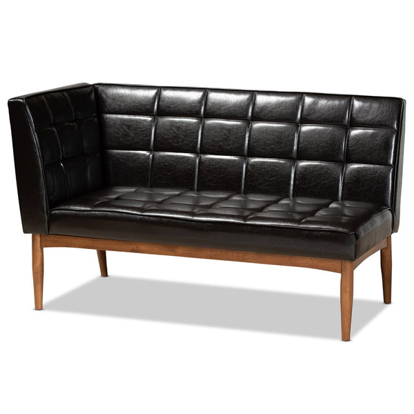 Baxton Studio Baxton Studio Mid-Century Modern 5-Piece Dining Nook Set with Dark Brown Upholstered Seating Sanford 3-Piece BBT8051.11-Dark Brown/Walnut-3PC Dining Nook Set