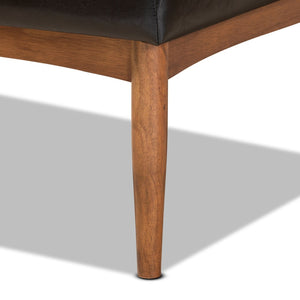 Baxton Studio Baxton Studio Mid-Century Modern 5-Piece Dining Nook Set with Dark Brown Upholstered Seating Sanford 3-Piece BBT8051.11-Dark Brown/Walnut-3PC Dining Nook Set