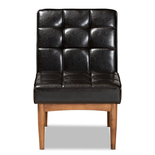 Baxton Studio Baxton Studio Sanford Mid-Century Modern Dining Chair - Dark Brown Faux Leather & Walnut Finish BBT8051.11-Dark Brown/Walnut-CC