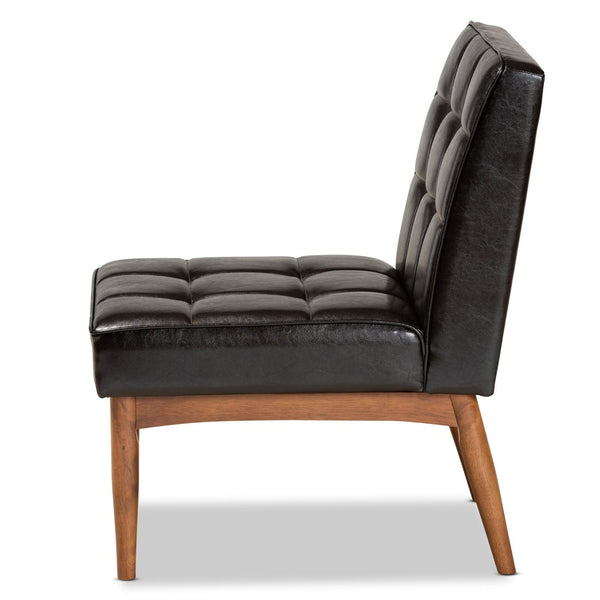 Baxton Studio Baxton Studio Sanford Mid-Century Modern Dining Chair - Dark Brown Faux Leather & Walnut Finish BBT8051.11-Dark Brown/Walnut-CC