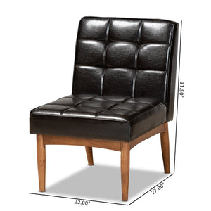 Baxton Studio Baxton Studio Sanford Mid-Century Modern Dining Chair - Dark Brown Faux Leather & Walnut Finish BBT8051.11-Dark Brown/Walnut-CC