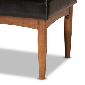 Baxton Studio Baxton Studio Sanford Mid-Century Dining Bench - Dark Brown Faux Leather & Walnut Frame Comfort BBT8051.11-Dark Brown/Walnut-Bench