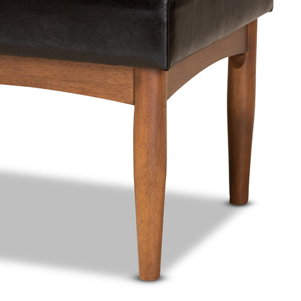 Baxton Studio Baxton Studio Sanford Mid-Century Dining Bench - Dark Brown Faux Leather & Walnut Frame Comfort BBT8051.11-Dark Brown/Walnut-Bench