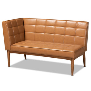 Baxton Studio Baxton Modern Tan Faux Leather Dining Nook Set with Walnut Wood & Comfortable Seating for Small Spaces Sanford BBT8051.11-Tan/Walnut-4PC Dining Nook Set