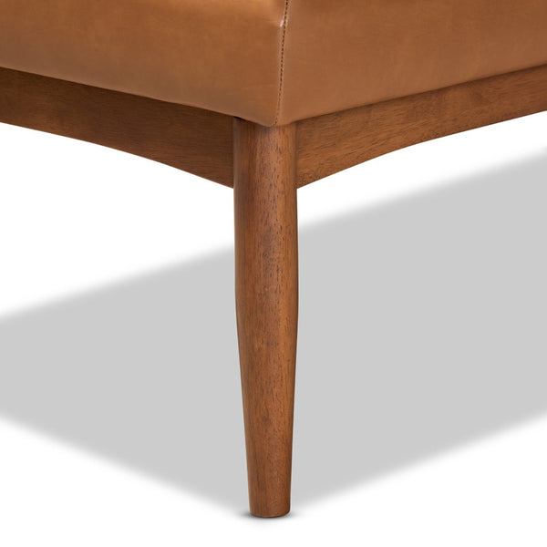 Baxton Studio Baxton Modern Tan Faux Leather Dining Nook Set with Walnut Wood & Comfortable Seating for Small Spaces Sanford BBT8051.11-Tan/Walnut-4PC Dining Nook Set